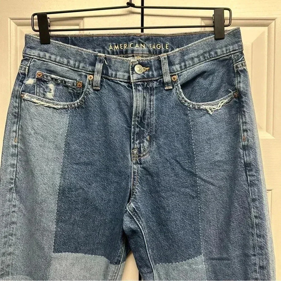 American Eagle 90’s Bootcut Jeans Patchwork Size 6 Short - Picture 3 of 10